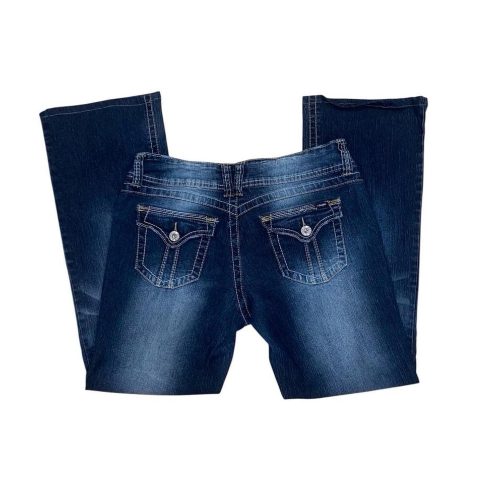 Y2k Angels dark wash bootcut low rise jeans